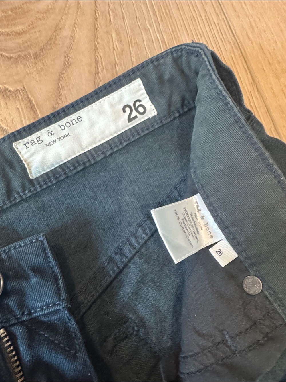 rag & bone Wide-Leg Black Relaxed Jeans 26" - Picture 2 of 6